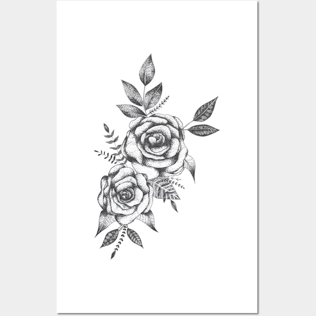 Dot work roses Wall Art by GinaaArts